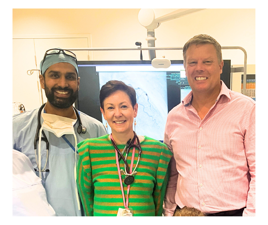 Cardiac Cath Lab doctors with Ipswich Hospital Foundation CEO Scott Young.